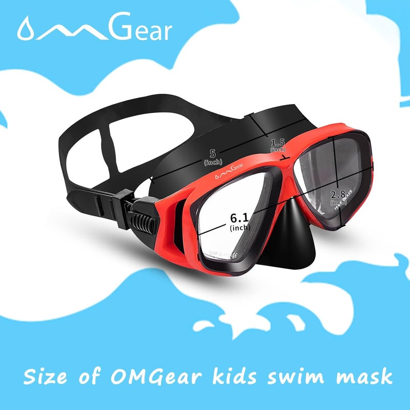 OMGear Goggles Kids Swimming Silicone Swim Mask Snorkeling Gear for Kids Tempered Glass Snorkel Goggles with Nose Cover Scuba Diving Goggles with Cute Neoprene Mask Strap Cover - Image 4